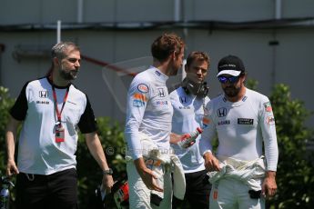 World © Octane Photographic Ltd. McLaren Honda MP4/30 – Fernando Alonso and Jenson Button. Saturday 9th May 2015, F1 Spanish GP Qualifying, Circuit de Barcelona-Catalunya, Spain. Digital Ref: 1257LB1D8643