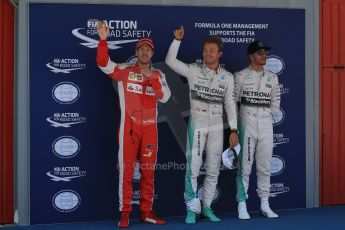 World © Octane Photographic Ltd. Mercedes AMG Petronas F1 W06 Hybrid – Nico Rosberg, Lewis Hamilton and Scuderia Ferrari SF15-T– Sebastian Vettel. Saturday 9th May 2015, F1 Spanish GP Qualifying, Circuit de Barcelona-Catalunya, Spain. Digital Ref: 1257LB1D8863