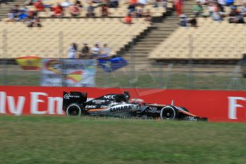 World © Octane Photographic Ltd. Sahara Force India VJM08 – Nico Hulkenberg. Saturday 9th May 2015, F1 Spanish GP Qualifying, Circuit de Barcelona-Catalunya, Spain. Digital Ref: 1257LW1L7924