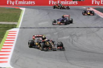 World © Octane Photographic Ltd. Lotus F1 Team E23 Hybrid – Pastor Maldonado and Scuderia Toro Rosso STR10 – Carlos Sainz Jnr. Sunday 10th May 2015, F1 Spanish GP Formula 1 Race, Circuit de Barcelona-Catalunya, Spain. Digital Ref: 1265CB5D1987