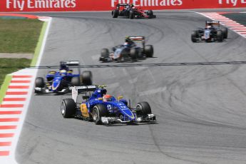 World © Octane Photographic Ltd. Sauber F1 Team C34-Ferrari – Felipe Nasr and Marcus Ericsson. Sunday 10th May 2015, F1 Spanish GP Formula 1 Race Circuit de Barcelona-Catalunya, Spain. Digital Ref: 1265CB5D2000