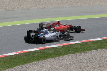 World © Octane Photographic Ltd. Scuderia Ferrari SF15-T– Kimi Raikkonen and Williams Martini Racing FW37 – Felipe Massa. Sunday 10th May 2015, F1 Spanish GP Formula 1 Race, Circuit de Barcelona-Catalunya, Spain. Digital Ref: 1265LB1D0345