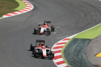 World © Octane Photographic Ltd. Manor Marussia F1 Team MR03 – Roberto Merhi and William Stevens. Sunday 10th May 2015, F1 Spanish GP Formula 1 Race, Circuit de Barcelona-Catalunya, Spain. Digital Ref: 1265LB1D0457