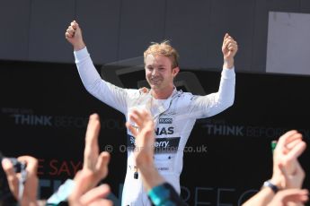 World © Octane Photographic Ltd. Mercedes AMG Petronas F1 W06 Hybrid – Nico Rosberg (1st). Sunday 10th May 2015, F1 Spanish GP Formula 1 Race parc ferme, Circuit de Barcelona-Catalunya, Spain. Digital Ref: 1266CB7D0602