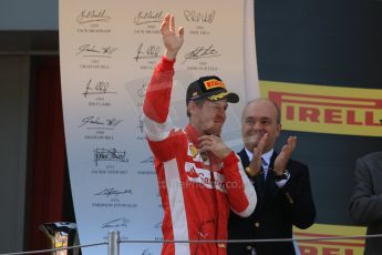 World © Octane Photographic Ltd. Scuderia Ferrari SF15-T– Sebastian Vettel (3rd). Sunday 10th May 2015, F1 Spanish GP Formula 1 Race podium, Circuit de Barcelona-Catalunya, Spain. Digital Ref: 1266CB7D0633