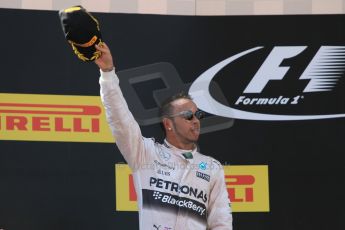 World © Octane Photographic Ltd. Mercedes AMG Petronas F1 W06 Hybrid – Lewis Hamilton (2nd). Sunday 10th May 2015, F1 Spanish GP Formula 1 Race podium, Circuit de Barcelona-Catalunya, Spain. Digital Ref: 1266CB7D0645