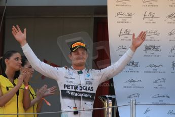 World © Octane Photographic Ltd. Mercedes AMG Petronas F1 W06 Hybrid – Nico Rosberg (1st). Sunday 10th May 2015, F1 Spanish GP Formula 1 Race podium, Circuit de Barcelona-Catalunya, Spain. Digital Ref: 1266CB7D0651