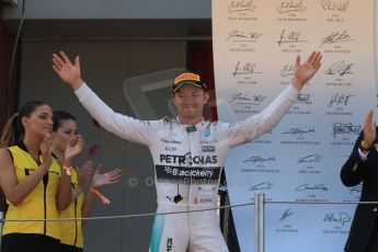 World © Octane Photographic Ltd. Mercedes AMG Petronas F1 W06 Hybrid – Nico Rosberg (1st). Sunday 10th May 2015, F1 Spanish GP Formula 1 Race podium, Circuit de Barcelona-Catalunya, Spain. Digital Ref: 1266CB7D0656