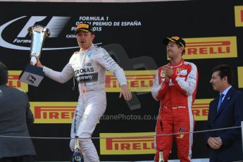 World © Octane Photographic Ltd. Mercedes AMG Petronas F1 W06 Hybrid – Nico Rosberg (1st). Sunday 10th May 2015, F1 Spanish GP Formula 1 Race podium, Circuit de Barcelona-Catalunya, Spain. Digital Ref: