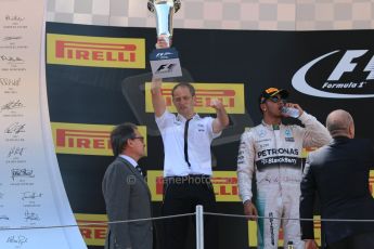 World © Octane Photographic Ltd. Mercedes AMG Petronas F1 W06 Hybrid – Lewis Hamilton (2nd). Sunday 10th May 2015, F1 Spanish GP Formula 1 Race podium, Circuit de Barcelona-Catalunya, Spain. Digital Ref: