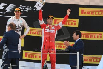 World © Octane Photographic Ltd. Scuderia Ferrari SF15-T– Sebastian Vettel (3rd). Sunday 10th May 2015, F1 Spanish GP Formula 1 Race podium, Circuit de Barcelona-Catalunya, Spain. Digital Ref: