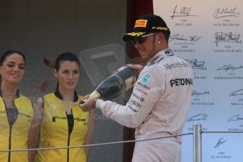 World © Octane Photographic Ltd. Mercedes AMG Petronas F1 W06 Hybrid – Lewis Hamilton (2nd). Sunday 10th May 2015, F1 Spanish GP Formula 1 Race podium, Circuit de Barcelona-Catalunya, Spain. Digital Ref: