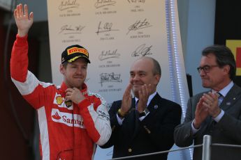World © Octane Photographic Ltd. Scuderia Ferrari SF15-T– Sebastian Vettel (3rd). Sunday 10th May 2015, F1 Spanish GP Formula 1 Race podium, Circuit de Barcelona-Catalunya, Spain. Digital Ref: 1266LB1D0847