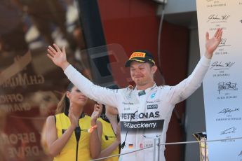 World © Octane Photographic Ltd. Mercedes AMG Petronas F1 W06 Hybrid – Nico Rosberg (1st). Sunday 10th May 2015, F1 Spanish GP Formula 1 Race podium, Circuit de Barcelona-Catalunya, Spain. Digital Ref: 1266LB1D0892