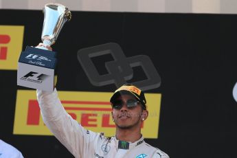 World © Octane Photographic Ltd. Mercedes AMG Petronas F1 W06 Hybrid – Lewis Hamilton (2nd). Sunday 10th May 2015, F1 Spanish GP Formula 1 Race podium, Circuit de Barcelona-Catalunya, Spain. Digital Ref: