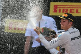 World © Octane Photographic Ltd. Mercedes AMG Petronas F1 W06 Hybrid – Nico Rosberg (1st). Sunday 10th May 2015, F1 Spanish GP Formula 1 Race podium, Circuit de Barcelona-Catalunya, Spain. Digital Ref: