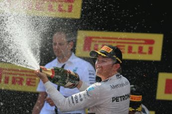 World © Octane Photographic Ltd. Mercedes AMG Petronas F1 W06 Hybrid – Nico Rosberg (1st). Sunday 10th May 2015, F1 Spanish GP Formula 1 Race podium, Circuit de Barcelona-Catalunya, Spain. Digital Ref: