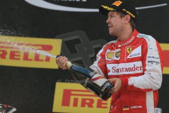 World © Octane Photographic Ltd. Scuderia Ferrari SF15-T– Sebastian Vettel (3rd). Sunday 10th May 2015, F1 Spanish GP Formula 1 Race podium, Circuit de Barcelona-Catalunya, Spain. Digital Ref: