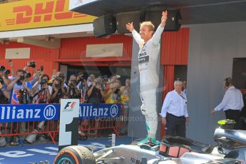 World © Octane Photographic Ltd. Mercedes AMG Petronas F1 W06 Hybrid – Nico Rosberg (1st). Sunday 10th May 2015, F1 Spanish GP Formula 1 Race parc ferme, Circuit de Barcelona-Catalunya, Spain. Digital Ref: 1266LW1L8706