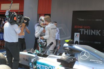 World © Octane Photographic Ltd. Mercedes AMG Petronas F1 W06 Hybrid – Nico Rosberg (1st). Sunday 10th May 2015, F1 Spanish GP Formula 1 Race parc ferme, Circuit de Barcelona-Catalunya, Spain. Digital Ref: 1266LW1L8721