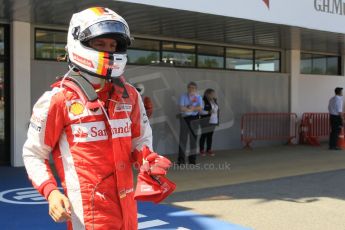 World © Octane Photographic Ltd. Scuderia Ferrari SF15-T– Sebastian Vettel. Sunday 10th May 2015, F1 Spanish GP Formula 1 Race parc ferme, Circuit de Barcelona-Catalunya, Spain. Digital Ref: 1266LW1L8736