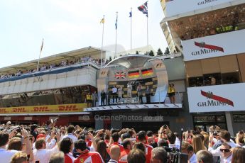 World © Octane Photographic Ltd. Mercedes AMG Petronas F1 W06 Hybrid – Nico Rosberg (1st). Sunday 10th May 2015, F1 Spanish GP Formula 1 Race podium, Circuit de Barcelona-Catalunya, Spain. Digital Ref: 1266LW1L8784