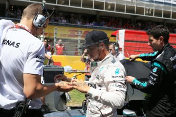 World © Octane Photographic Ltd. Mercedes AMG Petronas F1 W06 Hybrid – Lewis Hamilton. Sunday 10th May 2015, F1 Spanish GP Formula 1 Grid, Circuit de Barcelona-Catalunya, Spain. Digital Ref: 1264LB1D0235