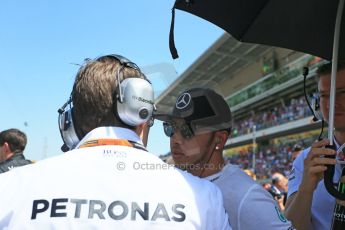 World © Octane Photographic Ltd. Mercedes AMG Petronas F1 W06 Hybrid – Lewis Hamilton. Sunday 10th May 2015, F1 Spanish GP Formula 1 Grid, Circuit de Barcelona-Catalunya, Spain. Digital Ref: 1264LB1D0262