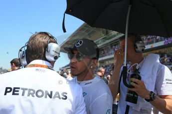 World © Octane Photographic Ltd. Mercedes AMG Petronas F1 W06 Hybrid – Lewis Hamilton. Sunday 10th May 2015, F1 Spanish GP Formula 1 Grid, Circuit de Barcelona-Catalunya, Spain. Digital Ref: 1264LB1D0268