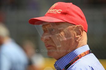 World © Octane Photographic Ltd. Mercedes AMG Petronas - Niki Lauda. Sunday 10th May 2015, F1 Spanish GP Formula 1 Grid, Circuit de Barcelona-Catalunya, Spain. Digital Ref: 1264LW1L8420