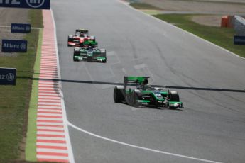 World © Octane Photographic Ltd. Friday 8th May 2015. Status Grand Prix – Marlon Stockinger and Richie Stanaway. GP2 Qualifying – Circuit de Barcelona–Catalunya. Spain. Digital Ref. : 1252CB5D1303