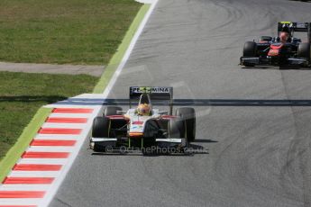 World © Octane Photographic Ltd. Friday 8th May 2015. Campos Racing – Rio Haryanto and ART Grand Prix – Nobuharu Matsushita. GP2 Qualifying – Circuit de Barcelona–Catalunya. Spain. Digital Ref. : 1252CB5D1345