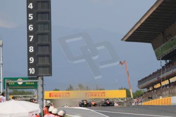 World © Octane Photographic Ltd. Saturday 9th May 2015. A very dusty race start as Stoffel Vandoorne holds his pole position place. GP2 Race 1 – Circuit de Barcelona–Catalunya. Spain. Digital Ref: