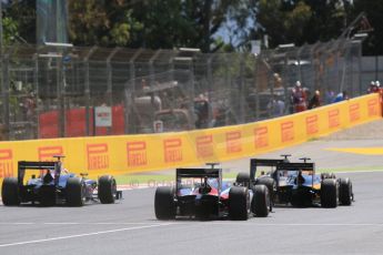 World © Octane Photographic Ltd. Saturday 9th May 2015. The leaders head into turn 1. GP2 Race 1 – Circuit de Barcelona–Catalunya. Spain. Digital Ref: