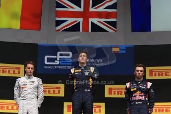 World © Octane Photographic Ltd. Sunday 10th May 2015. DAMS – Alex Lynn (1st) and Pierre Gasly (3rd) and ART Grand Prix – Stoffel Vandoorne (2nd). GP2 Race 2 – Circuit de Barcelona–Catalunya. Spain. Digital Ref: 1263CB7D9865