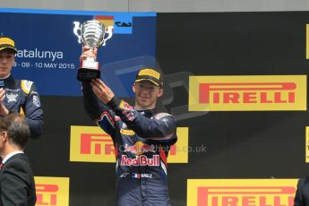 World © Octane Photographic Ltd. Sunday 10th May 2015. DAMS – Alex Lynn (1st) and Pierre Gasly (3rd). GP2 Race 2 – Circuit de Barcelona–Catalunya. Spain. Digital Ref: 1263CB7D9904