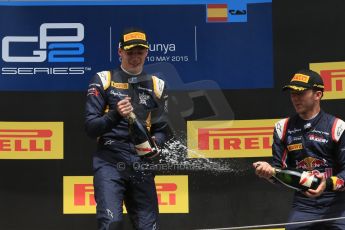 World © Octane Photographic Ltd. Sunday 10th May 2015. DAMS – Alex Lynn (1st) and Pierre Gasly (3rd). GP2 Race 2 – Circuit de Barcelona–Catalunya. Spain. Digital Ref: 1263CB7D9911