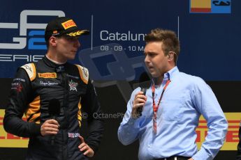 World © Octane Photographic Ltd. Sunday 10th May 2015. Davide Valsecchi and DAMS – Alex Lynn (1st). GP2 Race 2 – Circuit de Barcelona–Catalunya. Spain. Digital Ref: 1263CB7D9955