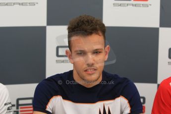 World © Octane Photographic Ltd. Saturday 9th May 2015. Trident – Luca Ghiotto (Pole). GP3 Qualifying Press Conference – Circuit de Barcelona–Catalunya. Spain. Digital Ref: 1255CB7D7407