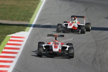 World © Octane Photographic Ltd. Saturday 9th May 2015. ART Grand Prix – Esteban Ocon and Alfonso Celis Jr. GP3 Qualifying – Circuit de Barcelona–Catalunya. Spain. Digital Ref: 1255LB1D7566