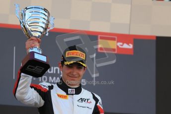 World © Octane Photographic Ltd. Saturday 9th May 2015. ART Grand Prix – Esteban Ocon. GP3 Race 1 – Circuit de Barcelona–Catalunya. Spain. Digital Ref: