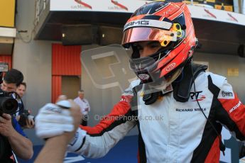 World © Octane Photographic Ltd. Saturday 9th May 2015. ART Grand Prix – Esteban Ocon. GP3 Race 1 – Circuit de Barcelona–Catalunya. Spain. Digital Ref: