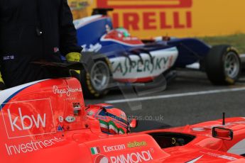 World © Octane Photographic Ltd. Sunday 10th May 2015. Carlin – Antonio Fuoco and Arden International – Kevin Ceccon. GP3 Race 2 – Circuit de Barcelona–Catalunya. Spain. Digital Ref: 1262CB7D9519