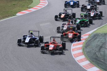 World © Octane Photographic Ltd. Sunday 10th May 2015. Arden International – Kevin Ceccon leads the pack. GP3 Race 2 – Circuit de Barcelona–Catalunya. Spain. Digital Ref: 1262LB1D9247