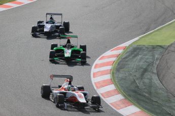 World © Octane Photographic Ltd. Sunday 10th May 2015. ART Grand Prix – Alfonso Celis Jr, Status Grand Prix – Sandy Stuvik and Koiranen GP – Adderly Fong. GP3 Race 2 – Circuit de Barcelona–Catalunya. Spain. Digital Ref: 1262LB1D9386