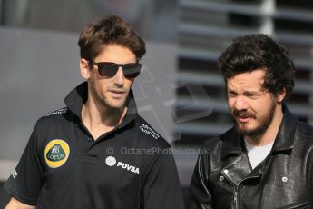 World © Octane Photographic Ltd. Lotus F1 Team E23 Hybrid – Romain Grosjean. Saturday 9th May 2015, F1 Spanish GP Paddock, Circuit de Barcelona-Catalunya, Spain. Digital Ref: 1260LB1D7478