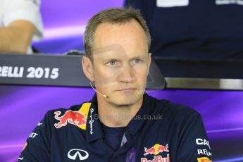 World © Octane Photographic Ltd. Paul Monaghan, Red Bull Racing Chief Engineer. Friday 8th May 2015, F1 Spanish GP. Team Press Conference, Circuit de Barcelona-Catalunya, Spain. Digital Ref: 1254LB7D6732