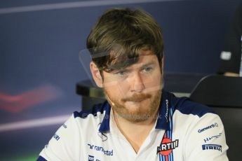 World © Octane Photographic Ltd. Rob Smedley – Williams - Head of Vehicle Performance. Friday 8th May 2015, F1 Spanish GP. Team Press Conference, Circuit de Barcelona-Catalunya, Spain. Digital Ref: 1254LB7D6741