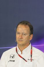 World © Octane Photographic Ltd. Jonathan Neale - McLaren Honda Managing Director. Friday 8th May 2015, F1 Spanish GP. Team Press Conference, Circuit de Barcelona-Catalunya, Spain. Digital Ref: 1254LB7D6766