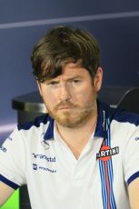 World © Octane Photographic Ltd. Rob Smedley – Williams - Head of Vehicle Performance. Friday 8th May 2015, F1 Spanish GP. Team Press Conference, Circuit de Barcelona-Catalunya, Spain. Digital Ref: 1254LB7D6795